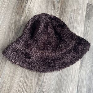 Vintage Sherpa Bucket Hat Brown Fluffy Retro‎ 90s Streetwear Old Money  Mob Wife